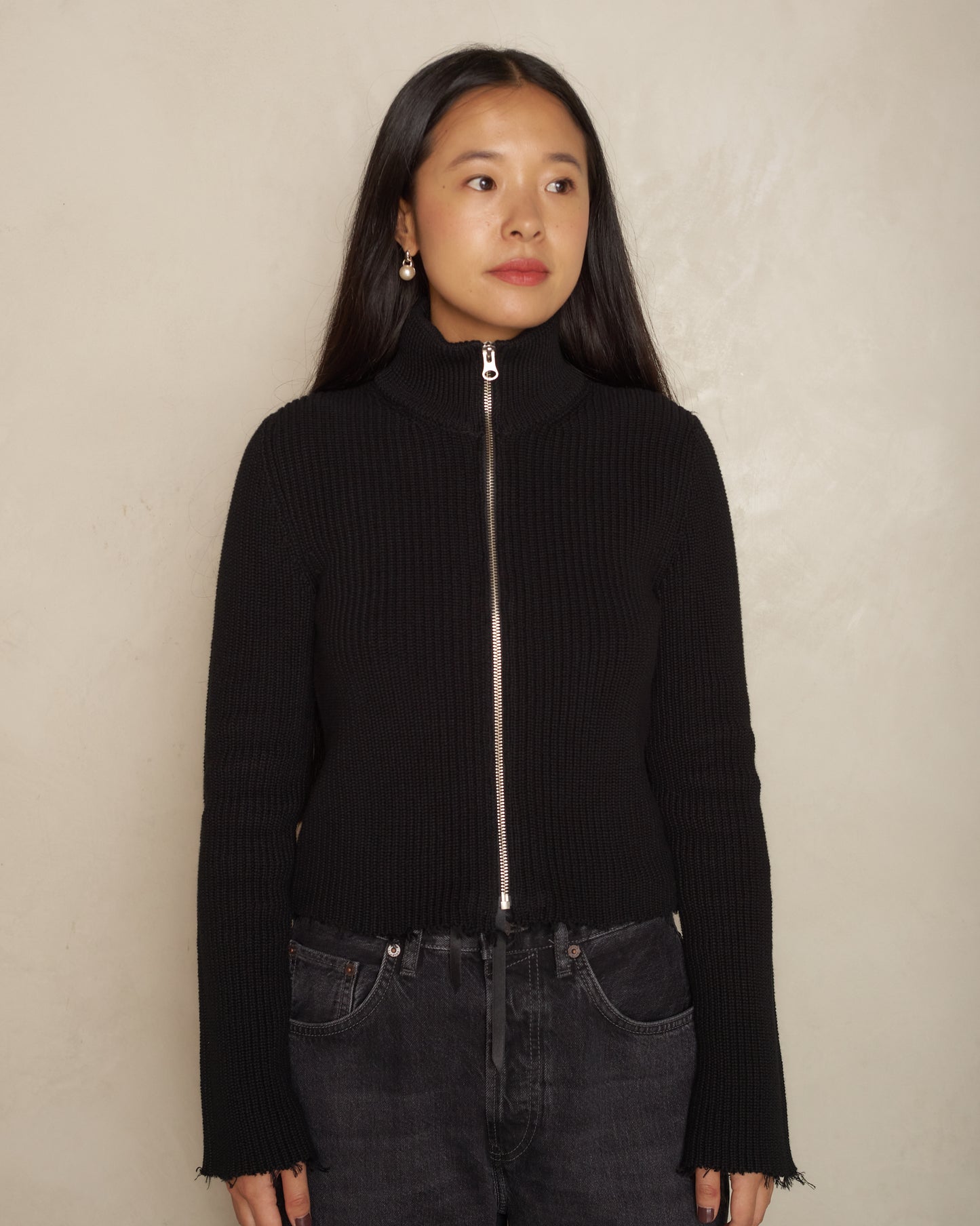 Black High Neck Zip Sportsjacket