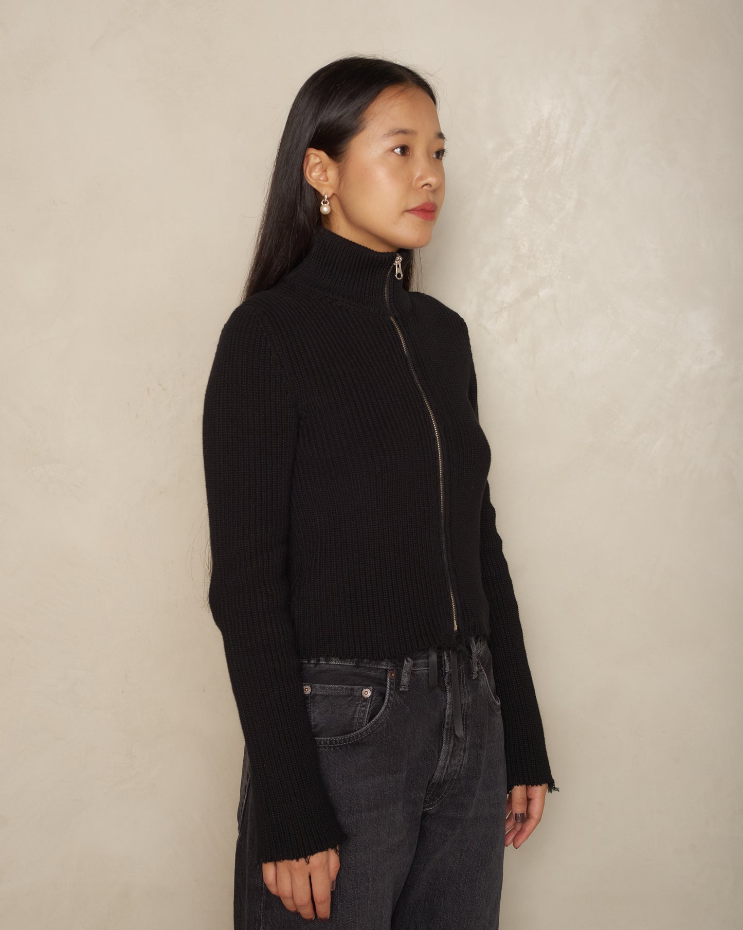 Black High Neck Zip Sportsjacket