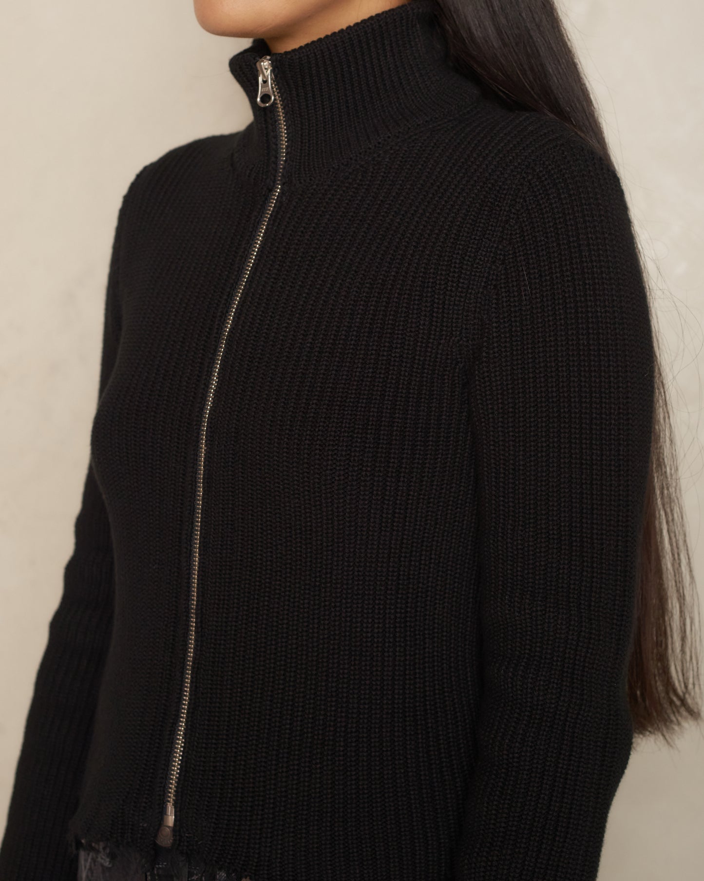 Black High Neck Zip Sportsjacket