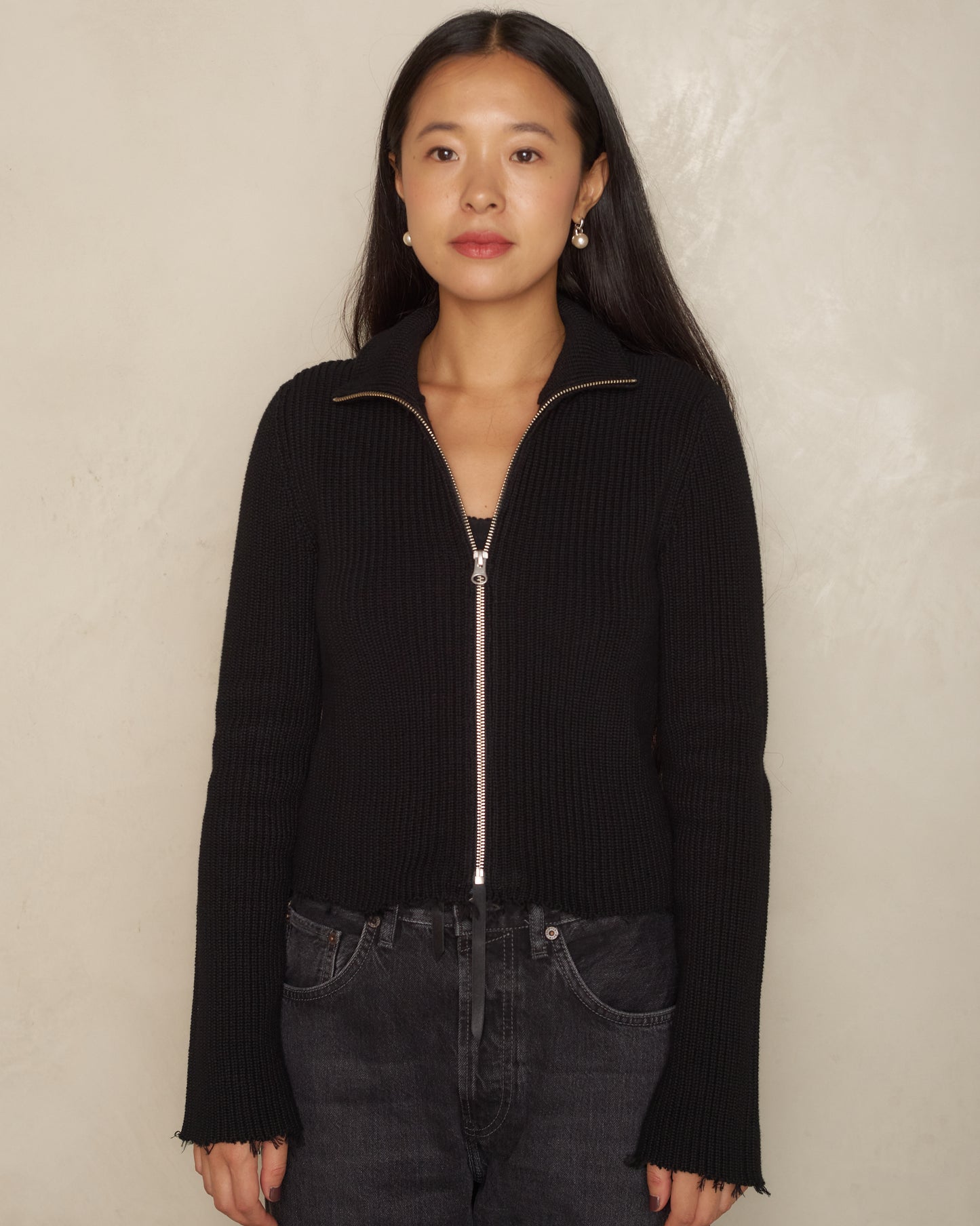 Black High Neck Zip Sportsjacket