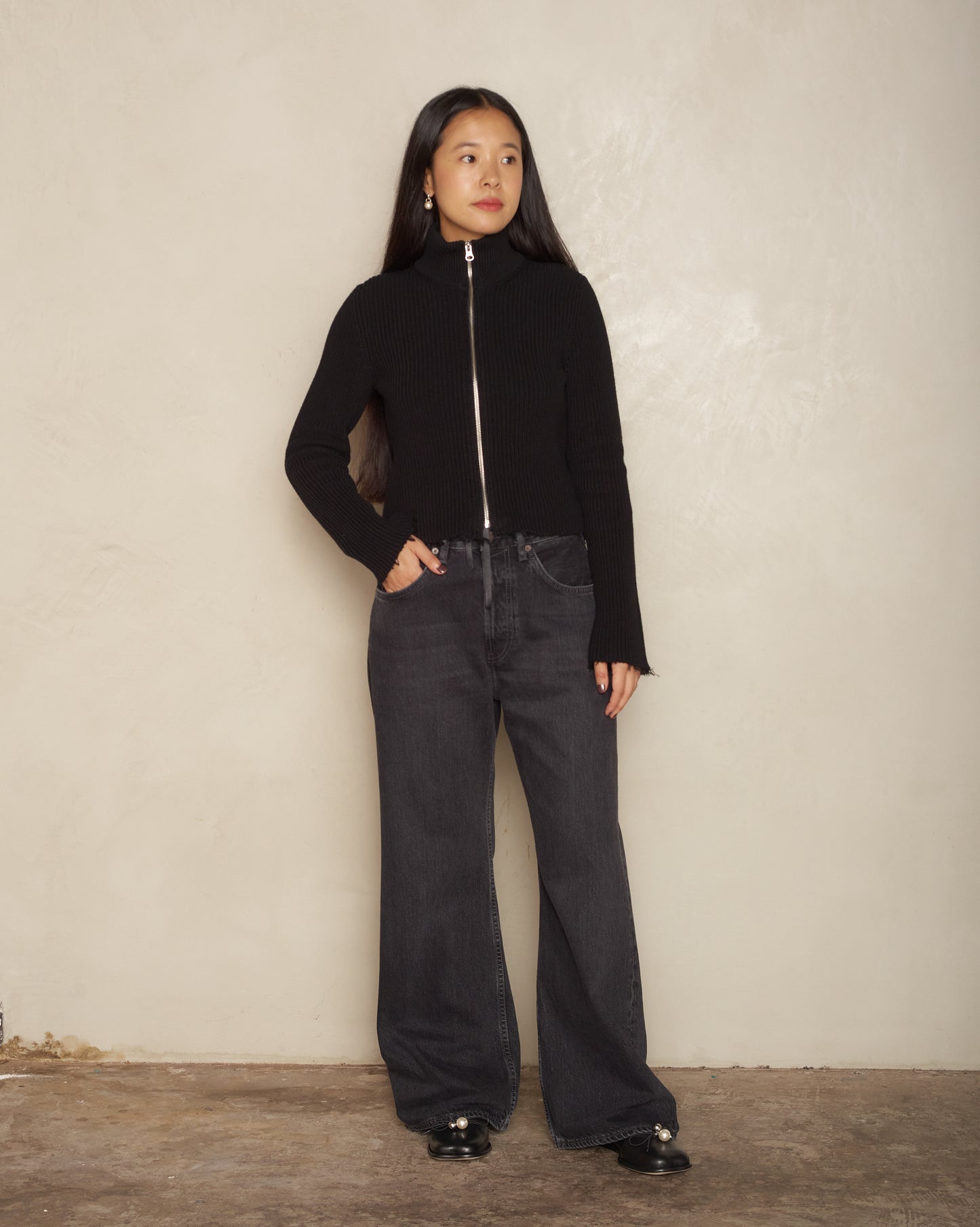 Black High Neck Zip Sportsjacket