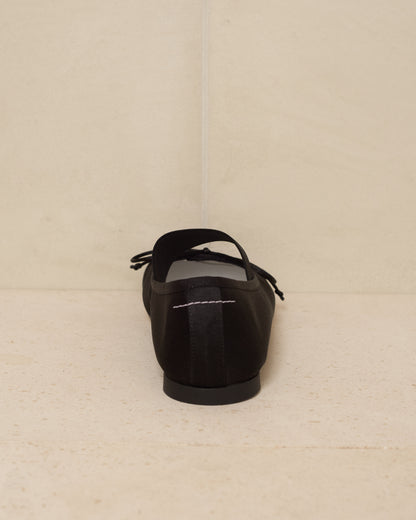 Black Satin Anatomic Ballerina Shoes