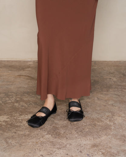 Black Satin Anatomic Ballerina Shoes