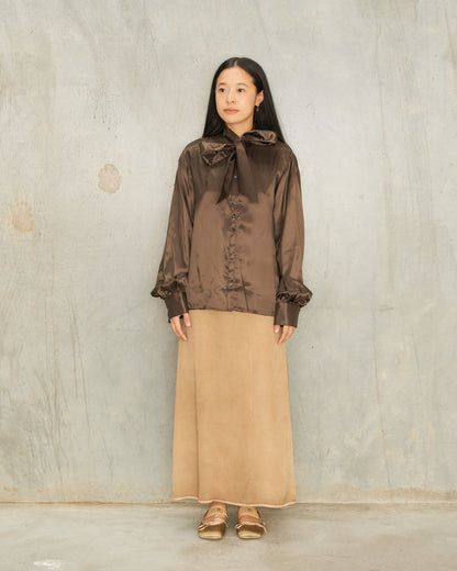 Brown Twist Bow Blouse