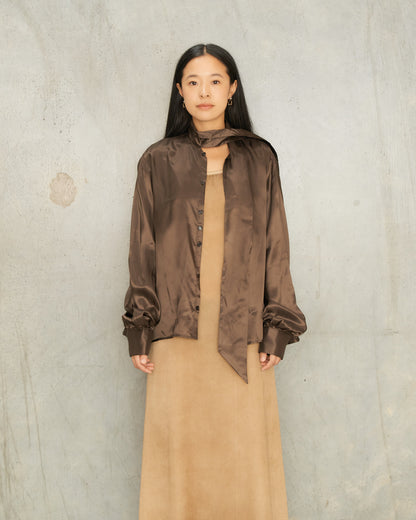 Brown Twist Bow Blouse