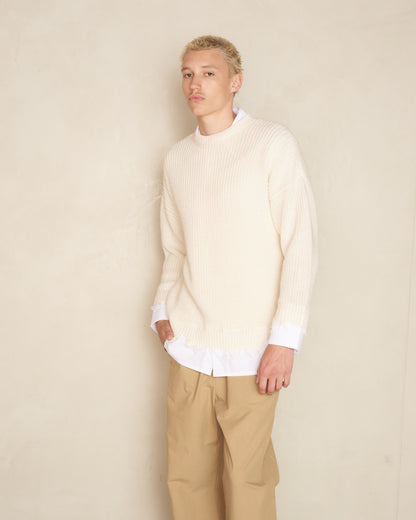 mm6-cream-frayed-hem-knit-shirt-s62hl0019