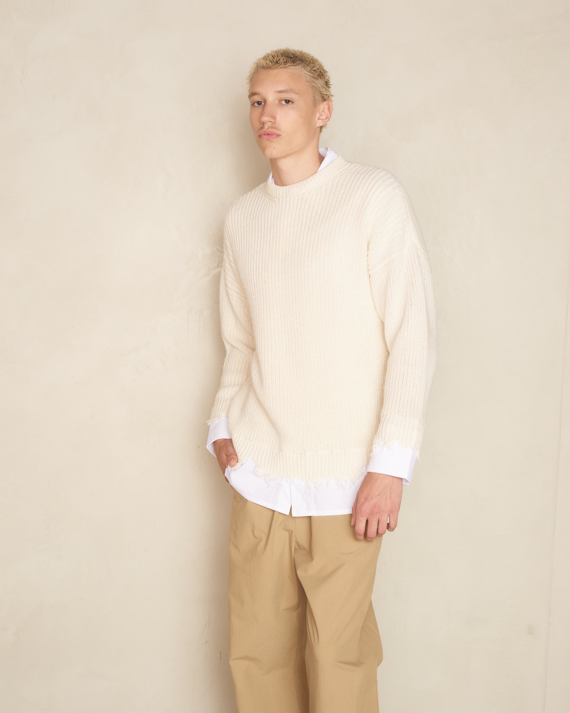 mm6-cream-frayed-hem-knit-shirt-s62hl0019