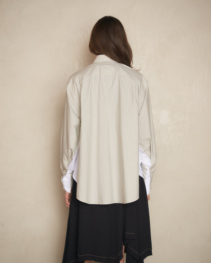 Grey Stripe Panelled Shirt