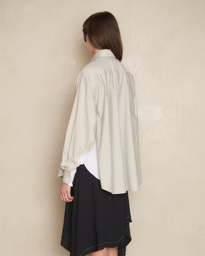 Grey Stripe Panelled Shirt