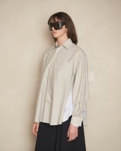 Grey Stripe Panelled Shirt