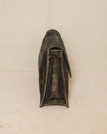 Black Buffed Leather Numeric Bag