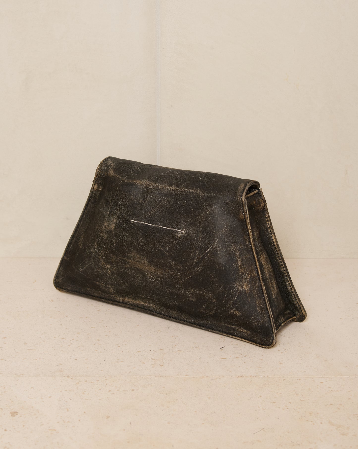 Black Buffed Leather Numeric Bag