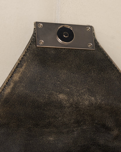 Black Buffed Leather Numeric Bag