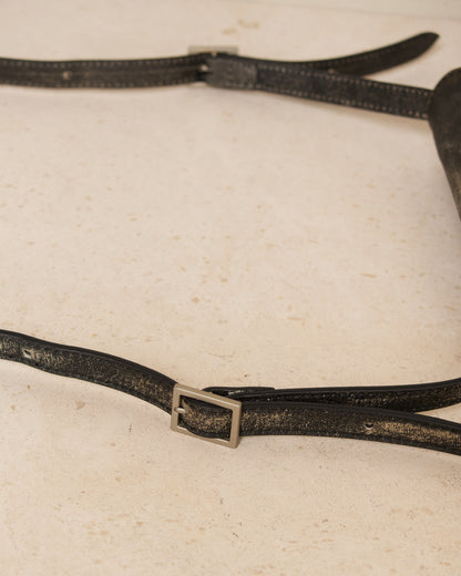 Black Buffed Leather Numeric Bag
