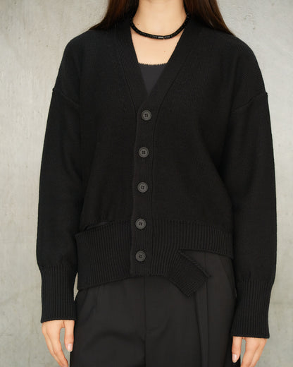 Black Deconstructed Knit Cardigan
