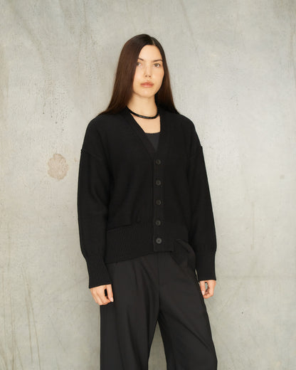 Black Deconstructed Knit Cardigan