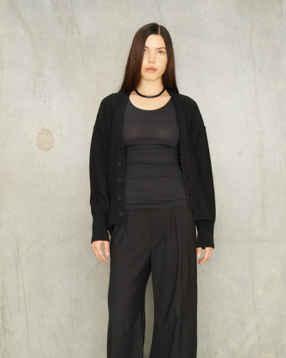 Black Deconstructed Knit Cardigan