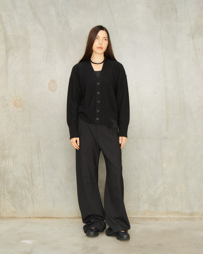 Black Deconstructed Knit Cardigan