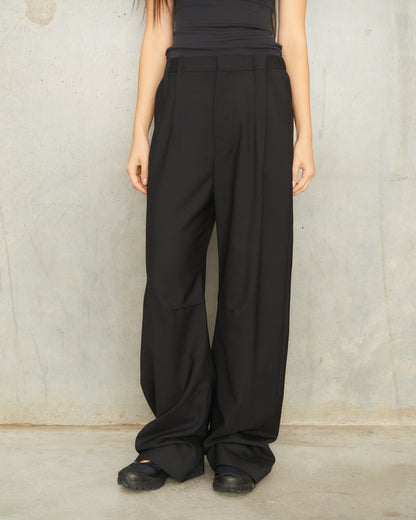 Black Exposed Dart Pants
