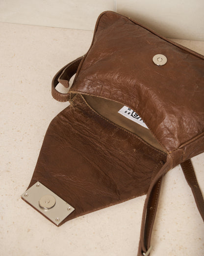 Rustic Brown Leather Numeric Bag