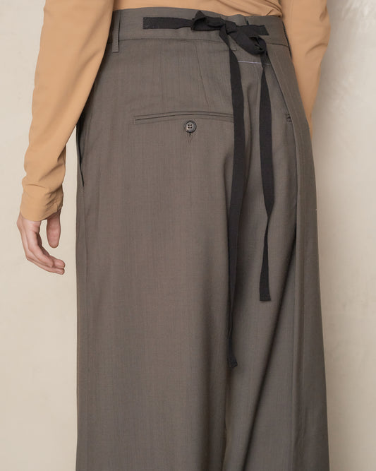 Mud Brown Tailored Wool Trousers