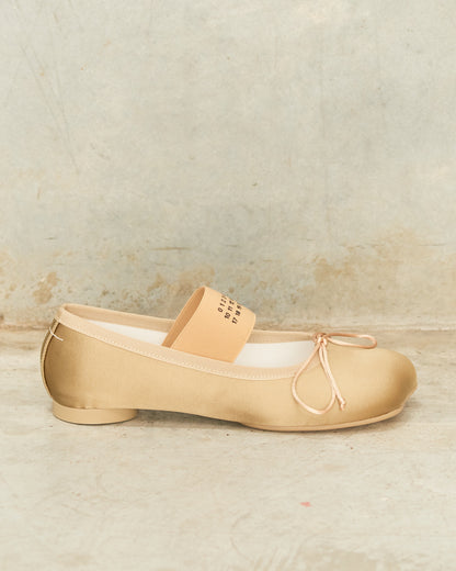 Olive Satin Anatomic Ballerina Shoes