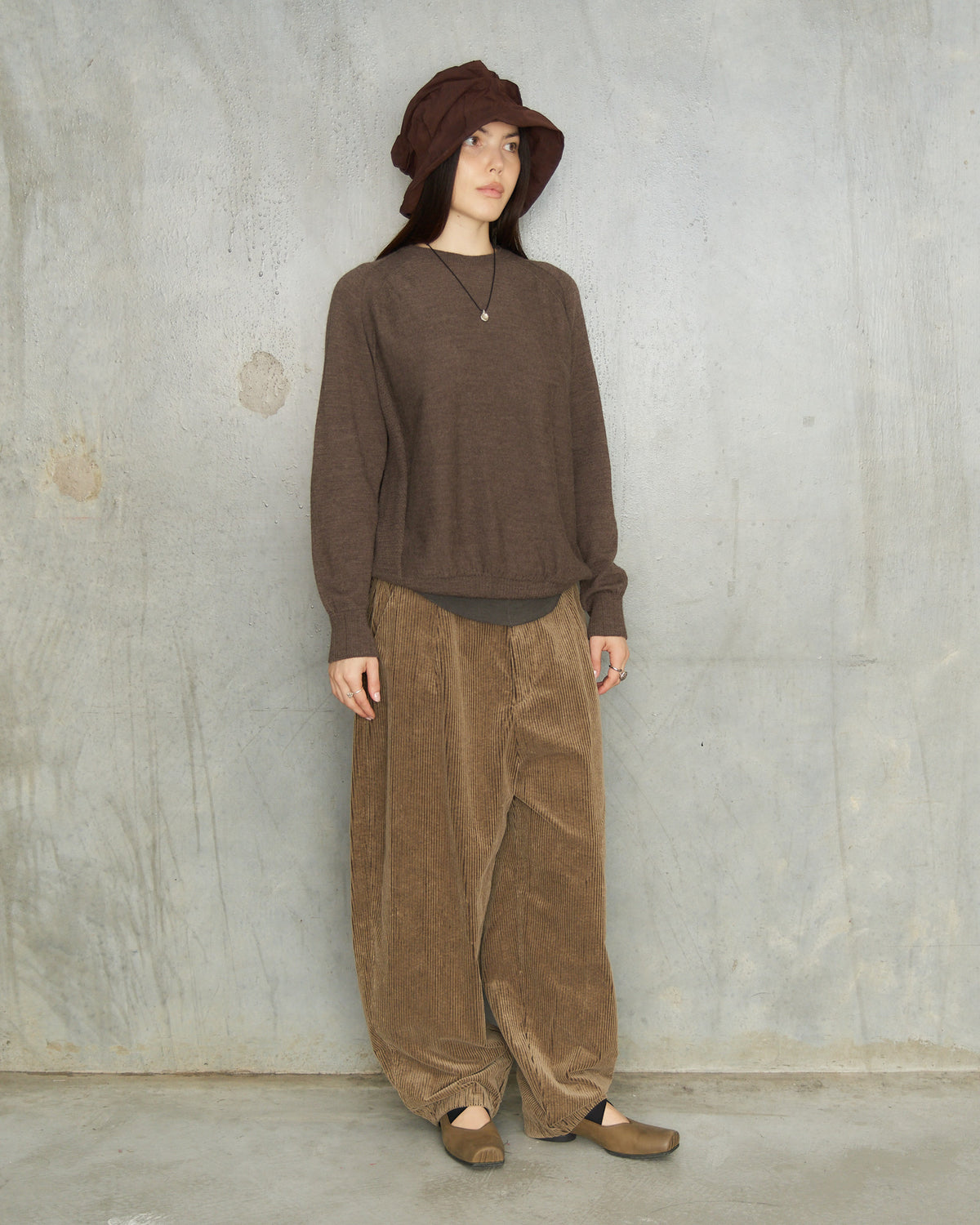 Beige Corduroy Balloon Pants