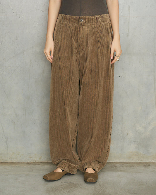 Beige Corduroy Balloon Pants