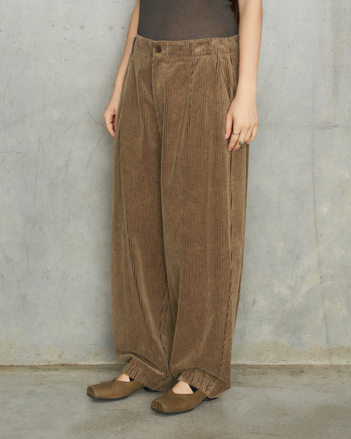Beige Corduroy Balloon Pants