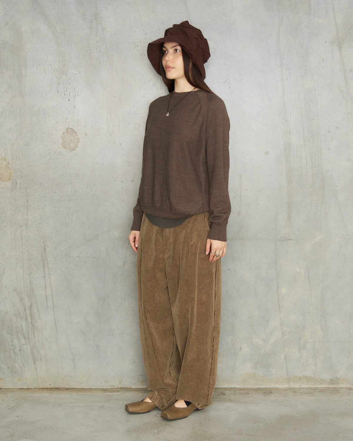 Beige Corduroy Balloon Pants