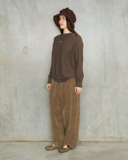 Beige Corduroy Balloon Pants
