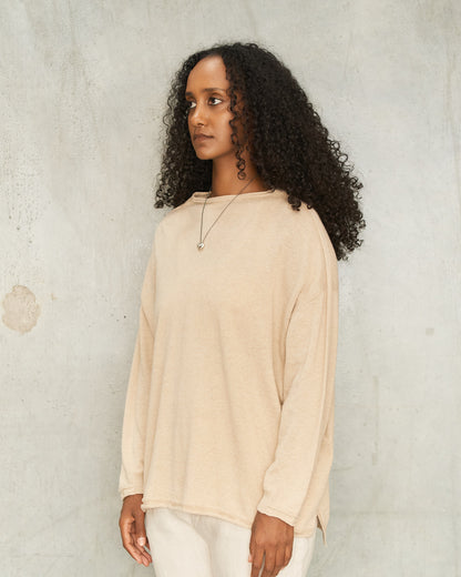 Beige Linen Square Pullover