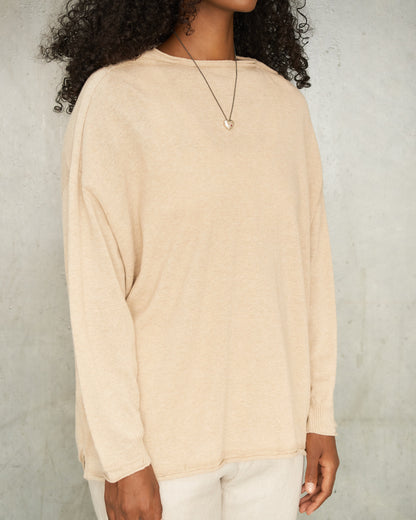 Beige Linen Square Pullover