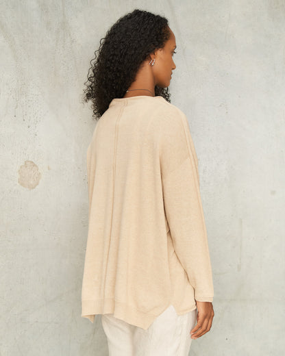 Beige Linen Square Pullover