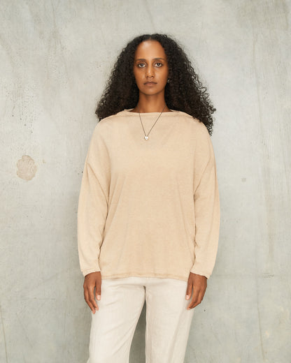 Beige Linen Square Pullover