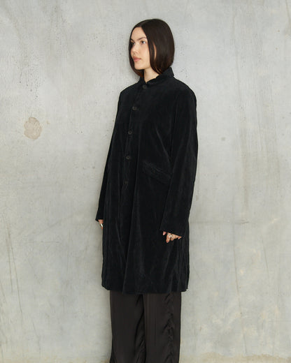 Black Brushed Balmacaan Coat