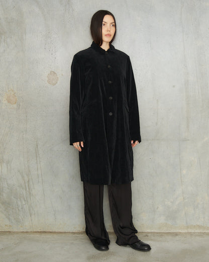Black Brushed Balmacaan Coat