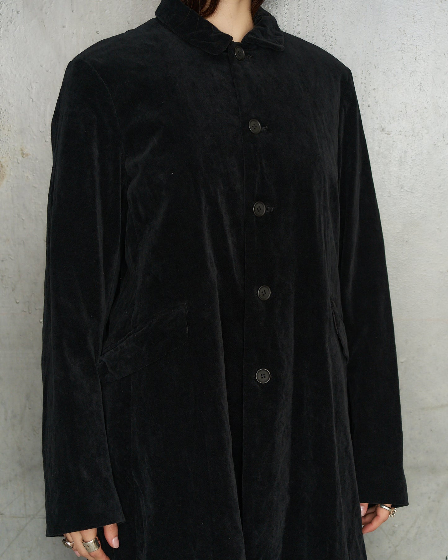 Black Brushed Balmacaan Coat