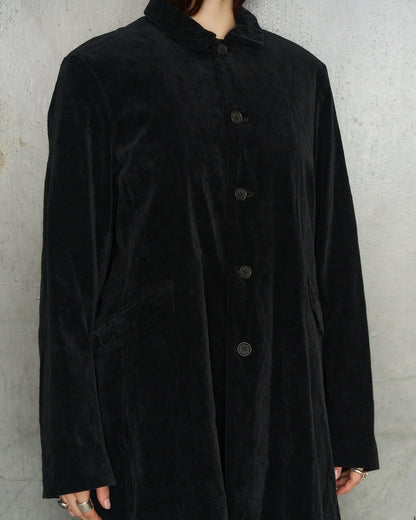 Black Brushed Balmacaan Coat