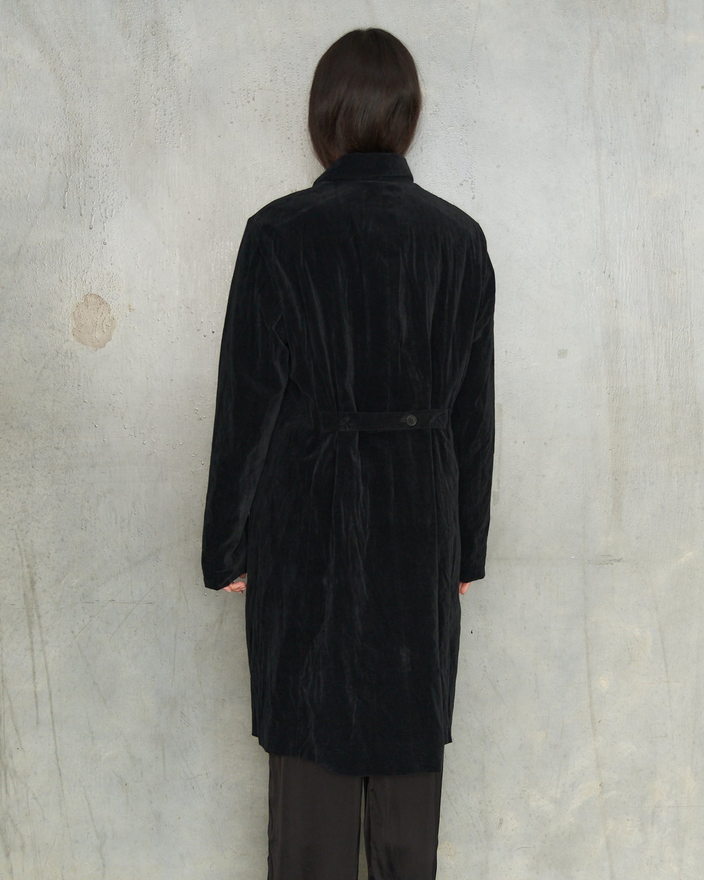 Black Brushed Balmacaan Coat