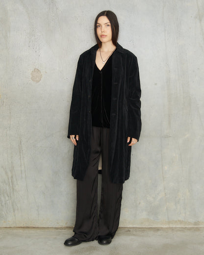 Black Brushed Balmacaan Coat