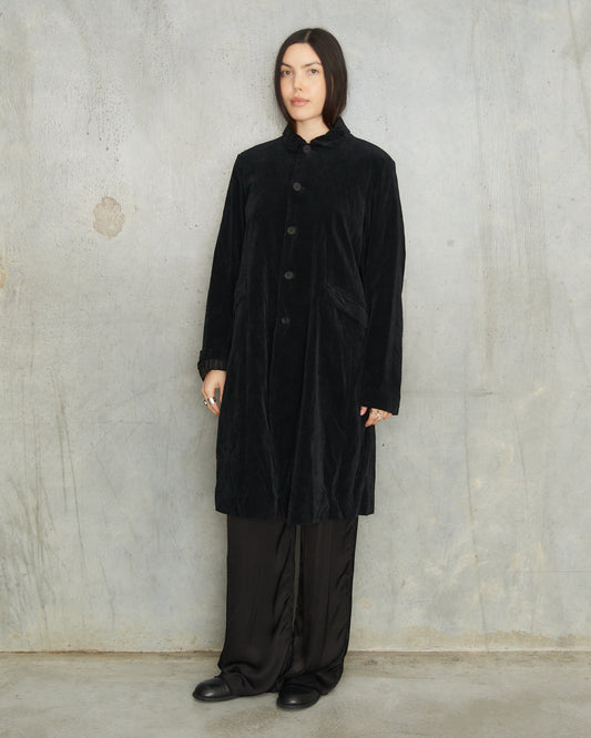 Black Brushed Balmacaan Coat
