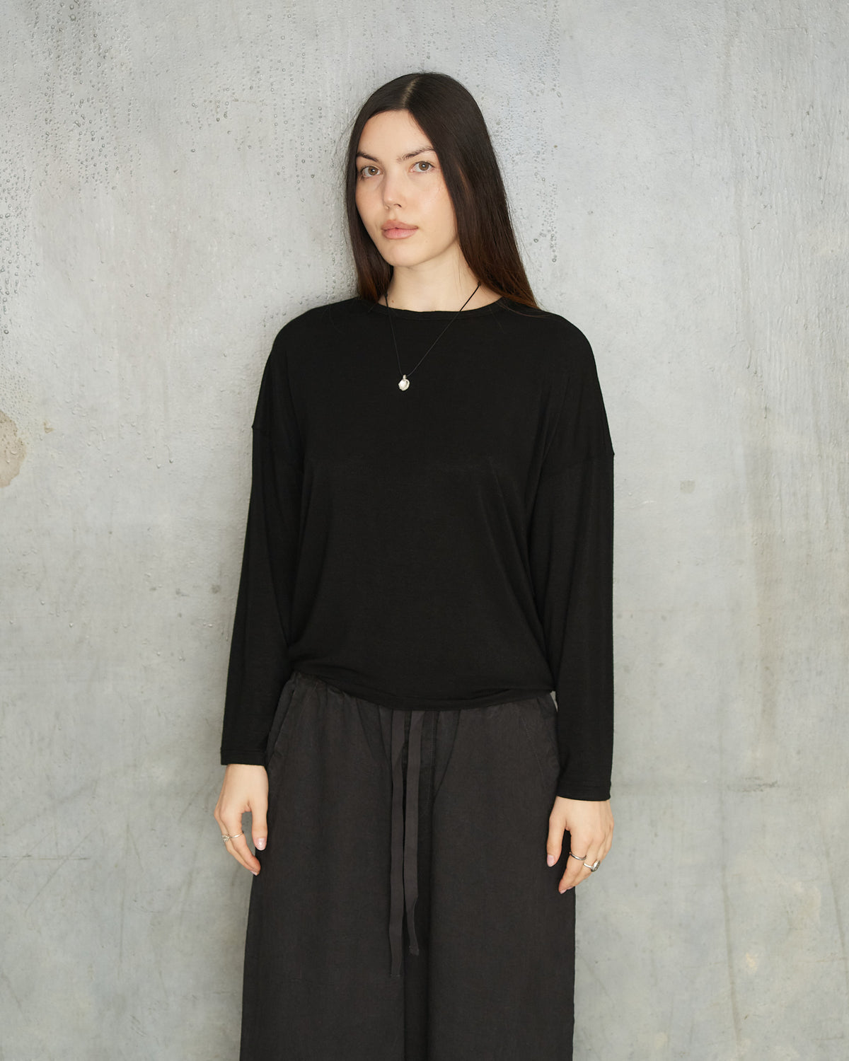 Black Cashmere Boatneck Pullover