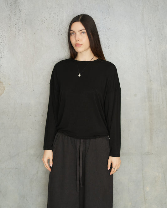 Black Cashmere Boatneck Pullover