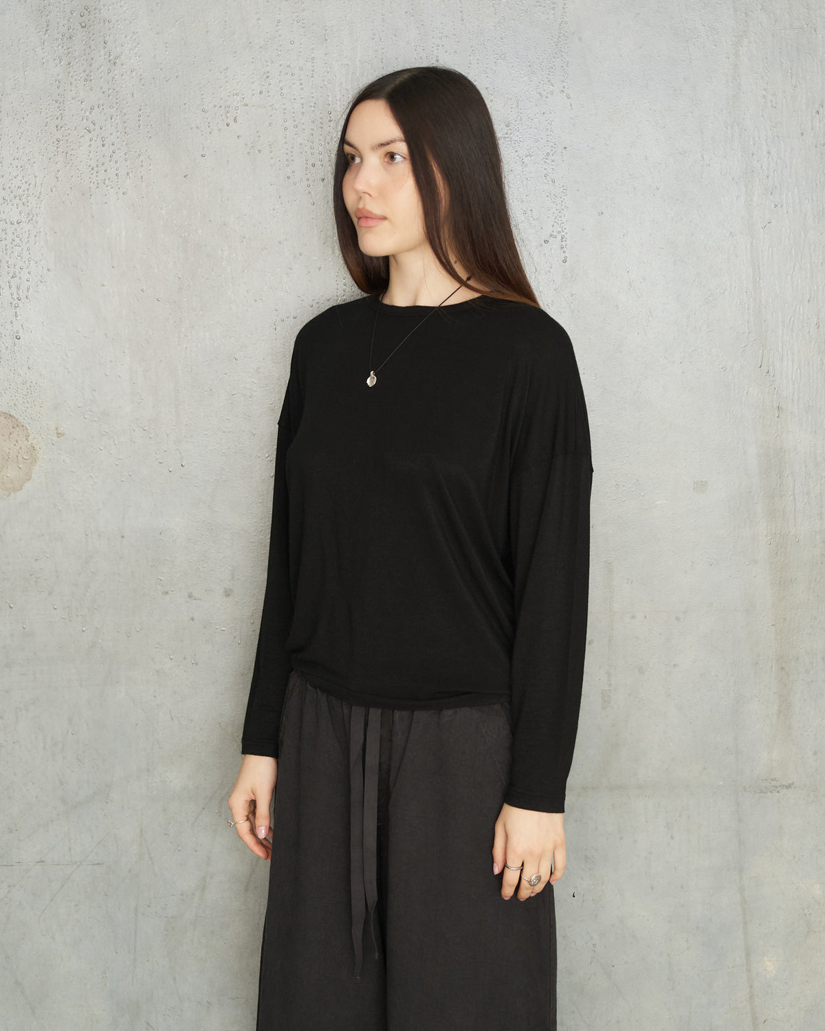 Black Cashmere Boatneck Pullover