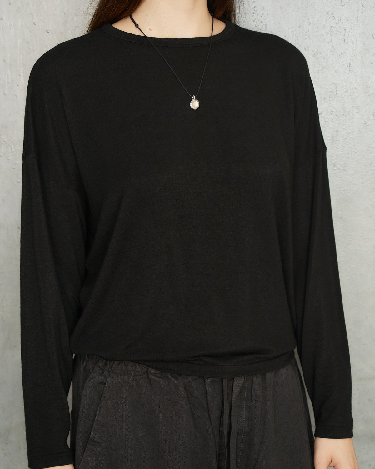 Black Cashmere Boatneck Pullover
