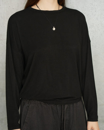 Black Cashmere Boatneck Pullover