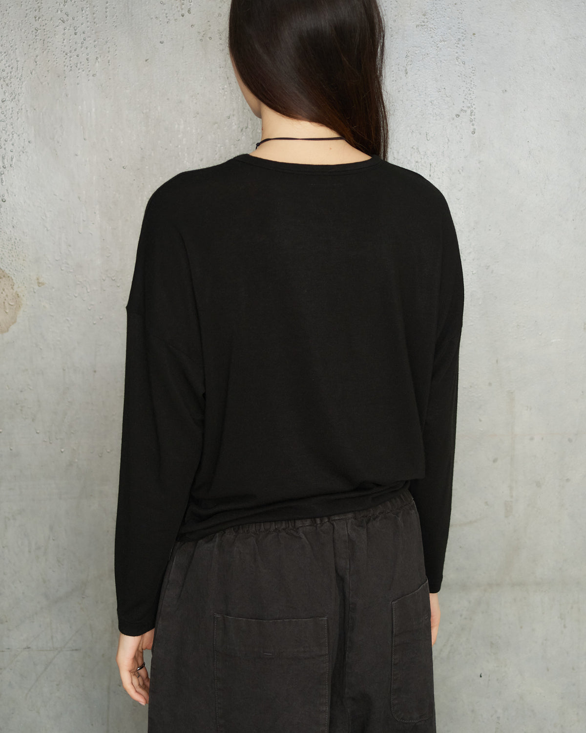 Black Cashmere Boatneck Pullover