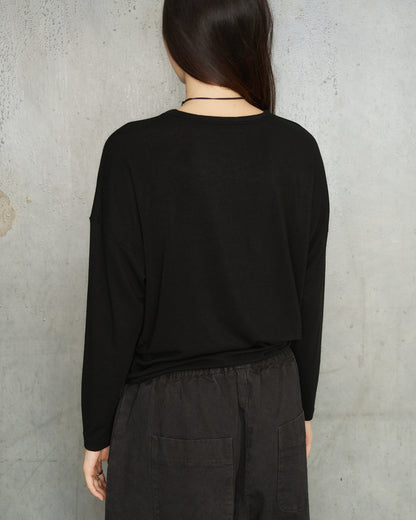 Black Cashmere Boatneck Pullover
