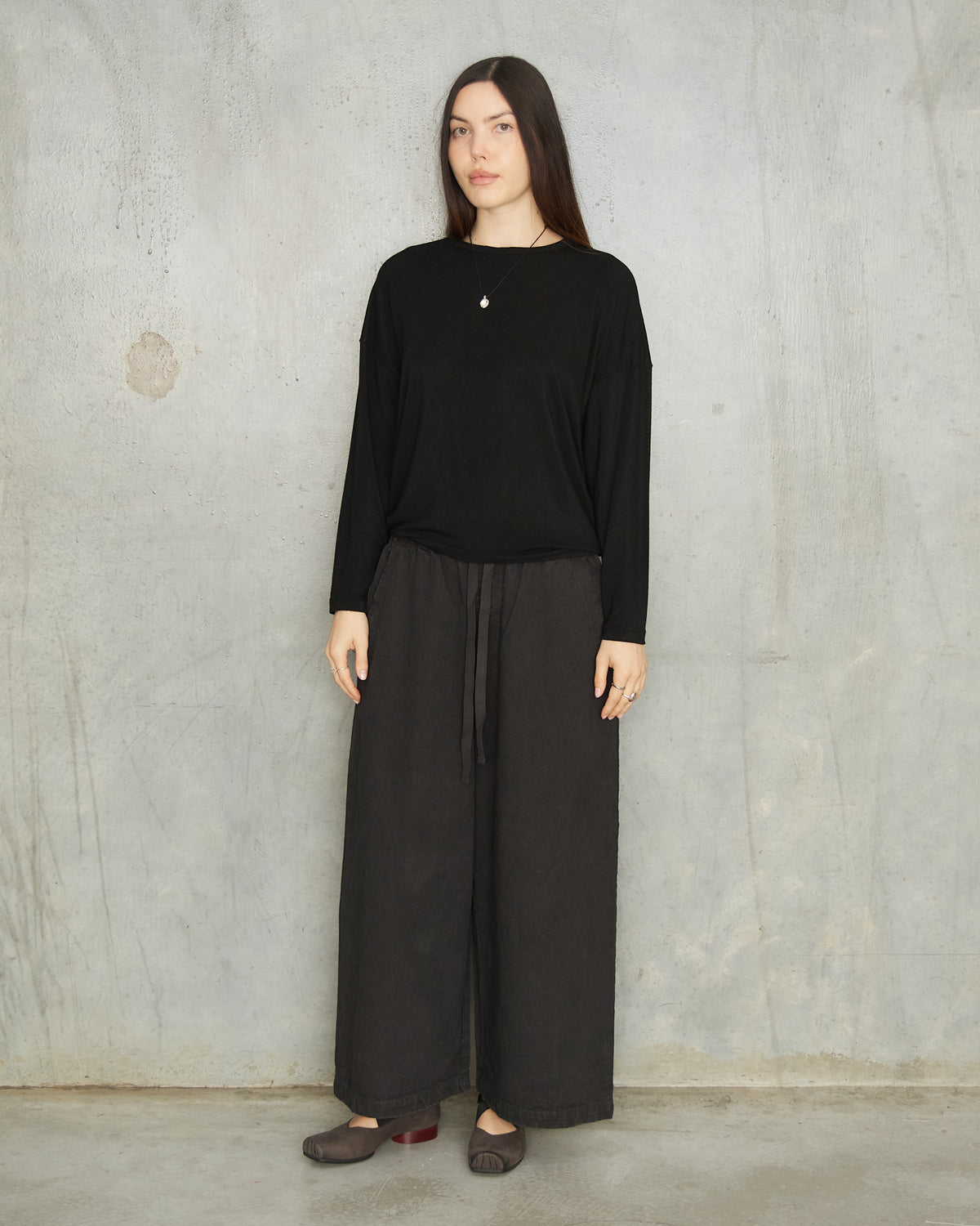 Black Cashmere Boatneck Pullover